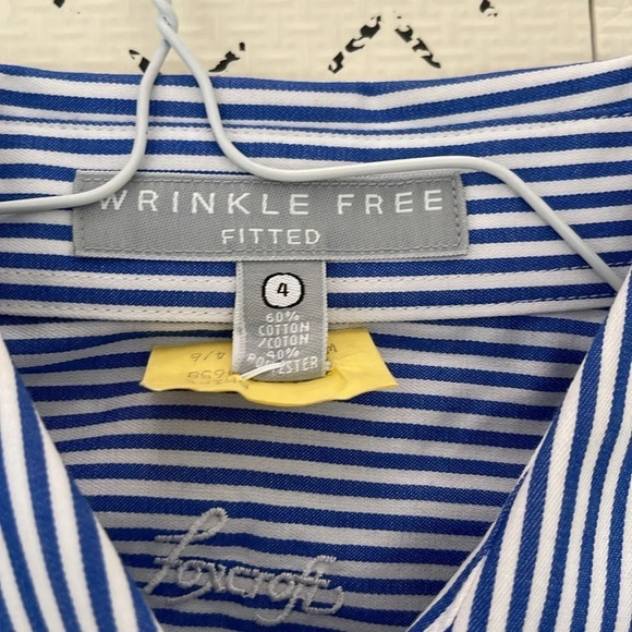 Foxcroft white and blue striped wrinkle free fitted shirt sz4 - Picture 8 of 8